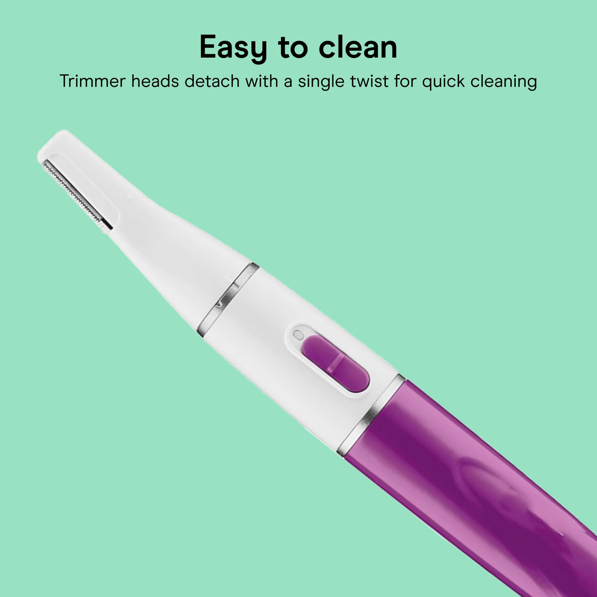 Conair Facial Trimmer for Women, Pinch-Free Precision, 2 Brow Combs | Battery-operated design with a precision trimmer and a nose and ear trimmer offers pain-free facial hair removal for women