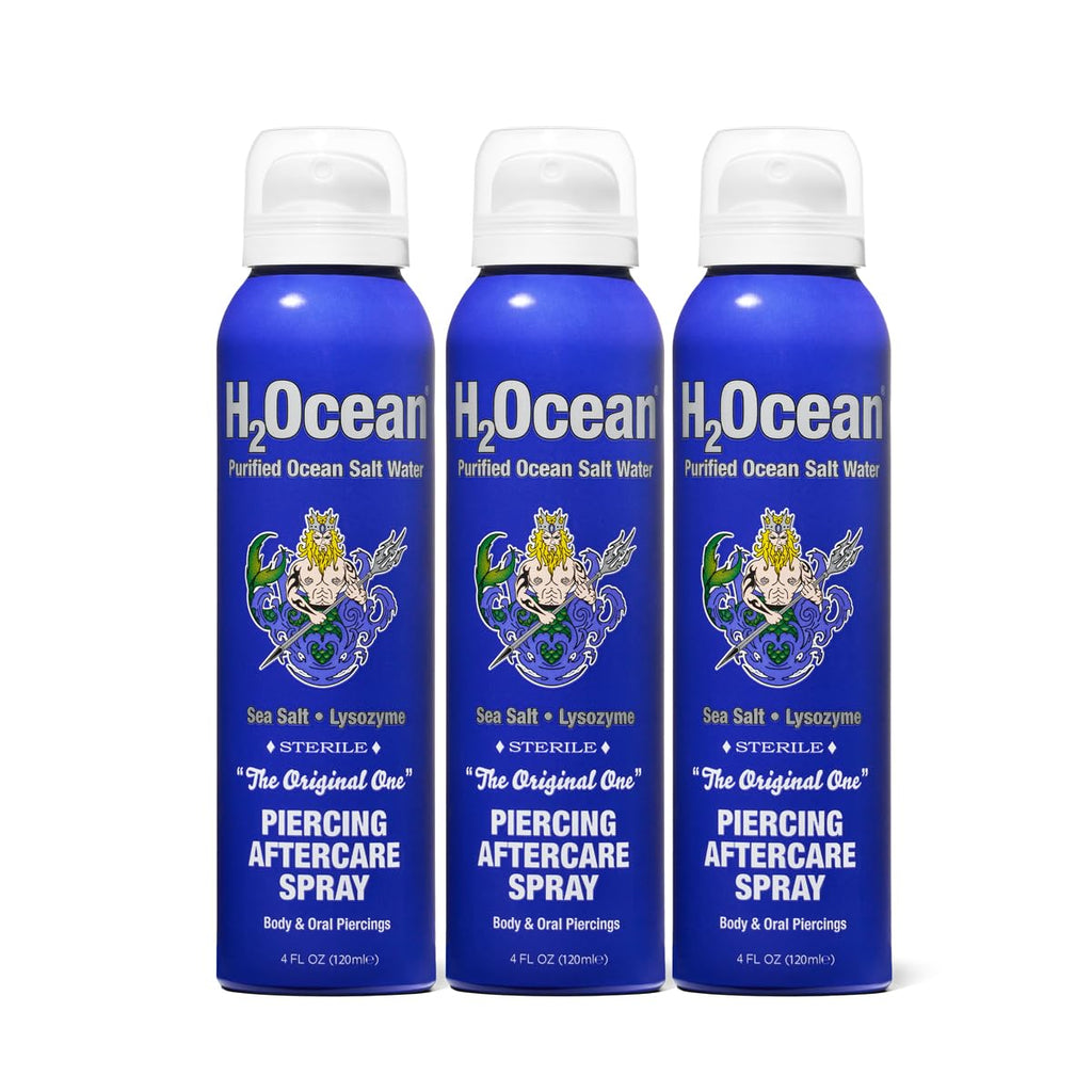 H2Ocean Piercing Aftercare Spray 4oz - Keloid Bump Removal Sea Salt Spray | for Body and Facial Piercings - Ear, Nose, Navel, Oral & Body Piercing Cleaner, Aftercare Solution for New Piercings