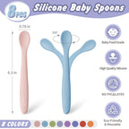 DRKIO 8 Pcs Silicone Baby Spoons Infant Utensils for First Stage Feeding