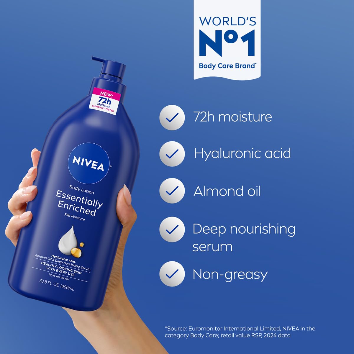 NIVEA Essentially Enriched Body Lotion Very Dry Skin, 33.8 Fl Oz Value Size