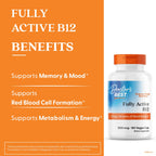 Doctor's Best Vitamin B12 Methylcobalamin for Men & Women - Vitamin B 12 Caps 1500 mcg, VIT B-12 Supplement, Vegan, Gluten Free, Non GMO, Fully Active - 180 Veg Capsules