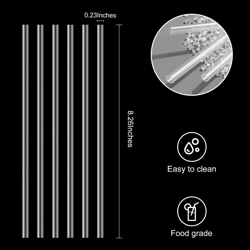 Individually Wrapped 100 Pcs Clear Plastic Straws, Disposable Drinking Straws, 8.26" Long and 0.23'' Diameter, BPA-Free