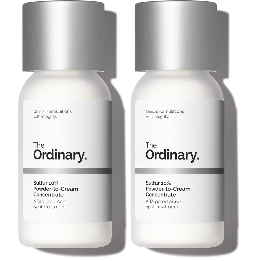 The Ordinary Sulfur 10% Powder-to-Cream Acne Spot Treatment Concentrate, Reduces Pimple Size and Zit Redness, 0.18 Oz