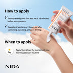 NIDA Invisible Fit Sunscreen SPF 50 Broad Spectrum UV-A/UV-B Protection | No White Cast, Low Irritation, Hydrating Lotion-like Lightweight Glow Sunscreen for All Skin Types | 1.69 fl. oz., 50ml