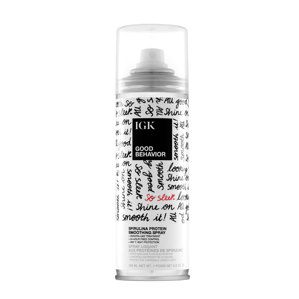 IGK Good Behavior Spirulina Protein Smoothing Spray, Heat Protectant, 5.6Oz | Keratin-Like Treatment, Frizz Control, Sleek Shiny Hair Blowout, Lightweight, 450°F Protection, Vegan + Color-Safe