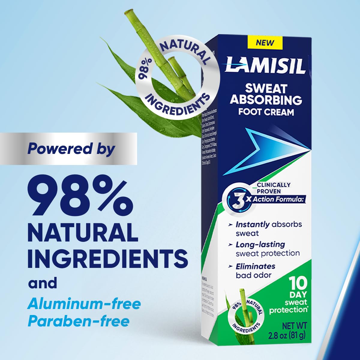 Lamisil Cream Sweat Absorbing Foot Odor Eliminator for Feet, 2.8 Oz