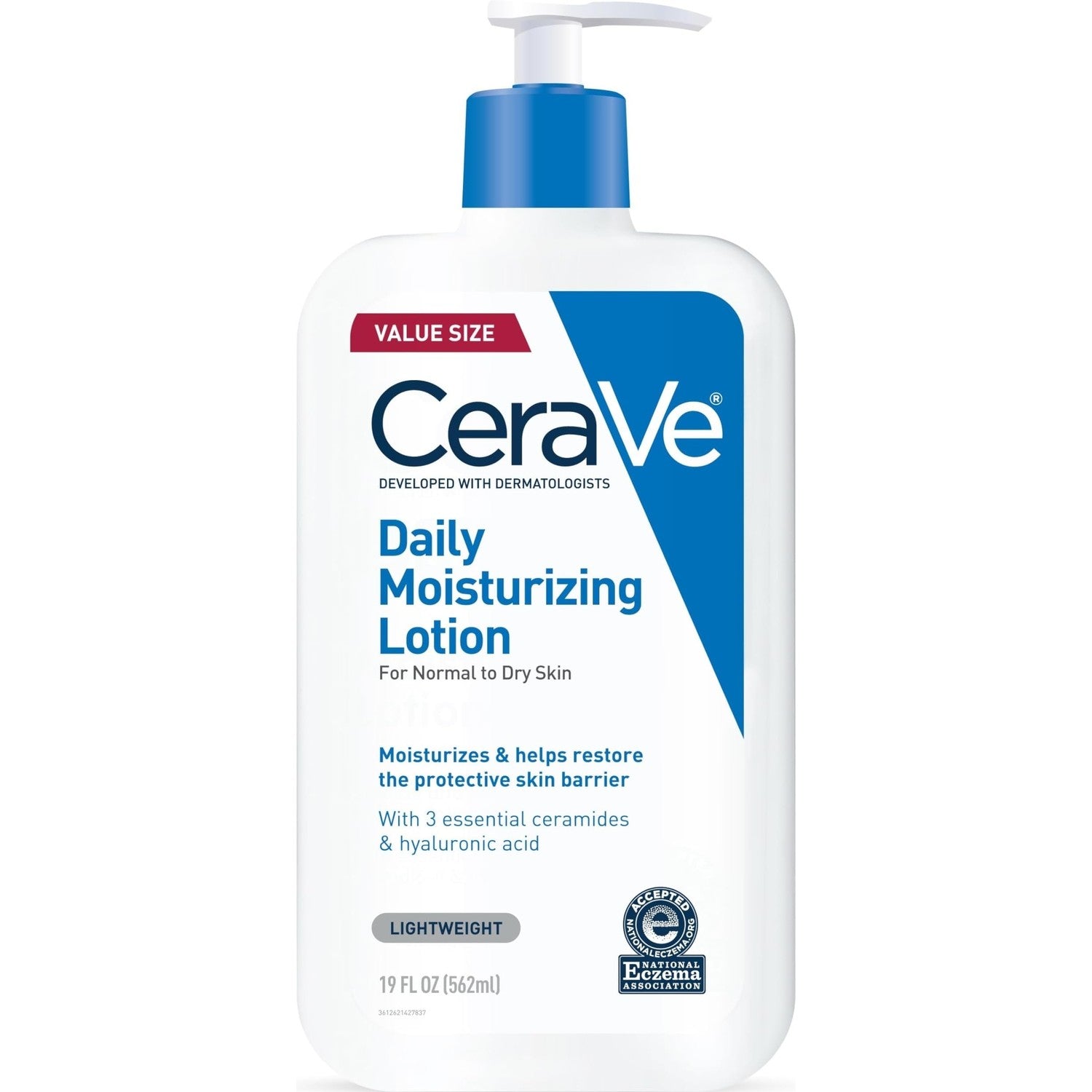 CeraVe Daily Moisturizing Lotion, Face and Body Lotion, Skin care, 19oz | Hyaluronic Acid, Lotion For Dry Skin, Skin Barrier Repair, Ceramide Moisturizer, For Men and Women, Fragrance Free, Oil-Free