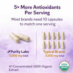 Purity Labs Trans-Resveratrol Supplement 5,000 mg Equivalent per Serving with Quercetin, USDA Organic High Potency Antioxidant, Vegan Capsules, 90 Count