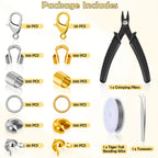 Acejoz 1203 Pcs Crimp Beads Supplies for Jewelry Making, Including Crimp Covers, Crimp Tubes and Wire Guardians, Lobster Clasps, Jump Rings, Crimping Pliers and Beading Wire for Bracelets Making