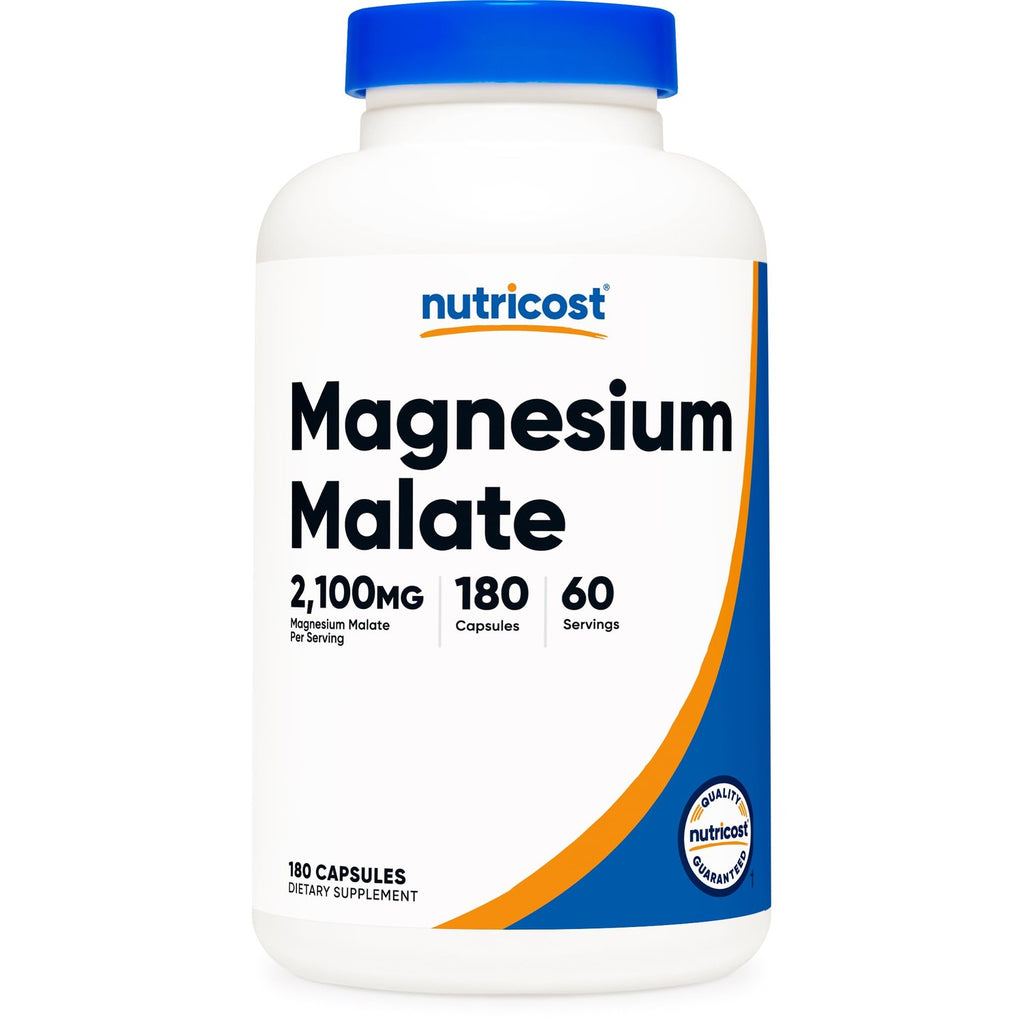 Nutricost Magnesium Malate 2,100mg, 180 Capsules - Vegetarian, Non-GMO, Gluten Free (Pack of 3)