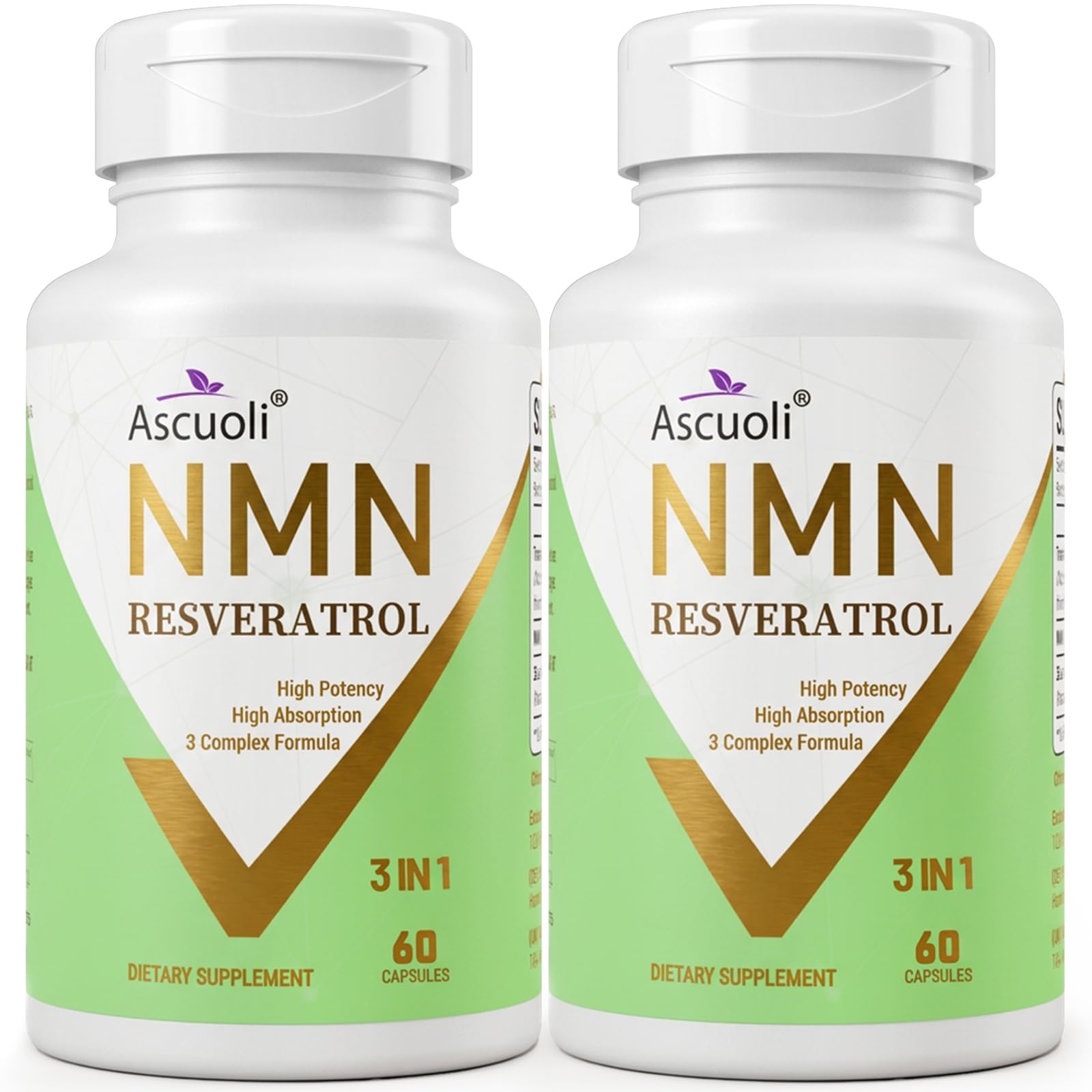 99% Pure NMN Resveratrol 1150mg per Serving, 3-in-1 NMN Supplement, 120 Cap | NMN Resveratrol 1150mg, NMN 500mg + Trans-Resveratrol 600mg, for NAD+, Cell, Energy, Immune, Skin, Anti-Aging & Longevity