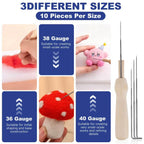 Phinus Needle Felting Ket, Needle Felting Supplies with 30pcs 3 Sizes Wool Felting Needles, Wooden Handle, Fingercots, Storage Box, Felting Needle Tools for Beginner & Professional DIY Felting Crafts