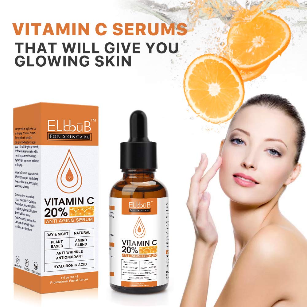 Buy now Premium 20% Vitamin C Serum For Face with Hyaluronic Acid, Retinol & Amino Acids - Boost Skin Collagen,Hydrate & Plump Skin, Anti Aging & Wrinkle Facial Serum at indiglob india