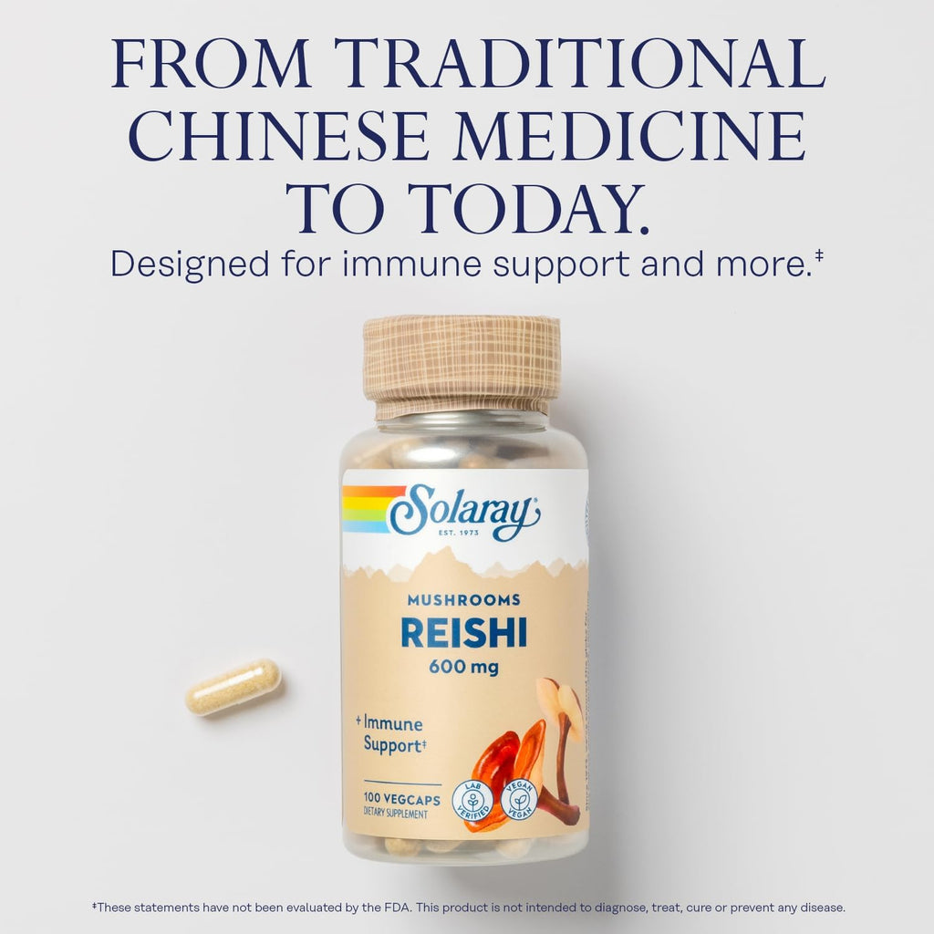 Buy now SOLARAY Reishi Mushroom 600mg - Reishi Mushroom Capsules for Immune Support - Vegan, Lab Verified - 60-Day Money-Back Guarantee - 100 Servings, 100 VegCaps at indiglob india