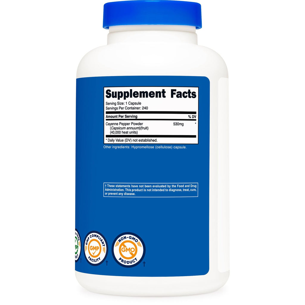 Nutricost Cayenne Pepper (530mg) 240 Capsules, 40,000 Heat Units, GMO-Free | Gluten-Free