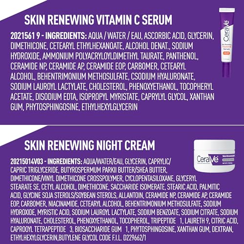 Buy now CeraVe Vitamin C Serum and Night Cream Skin Care Set, Brightening Serum with 10% Pure Vitamin C & Night Moisturizer with Peptides + Hyaluronic Acid, Travel Essentials, 1oz Vit C + 1.7oz Moisturizer at indiglob india