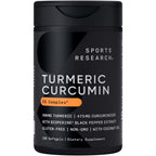 Sports Research® Turmeric Curcumin w/Coconut Oil & BioPerine® - 120 Count | Made with Curcumin C3 Complex® 500mg | Standardized to 95% Active Curcuminoids | Non-GMO, Gluten-Free - 120 Softgels