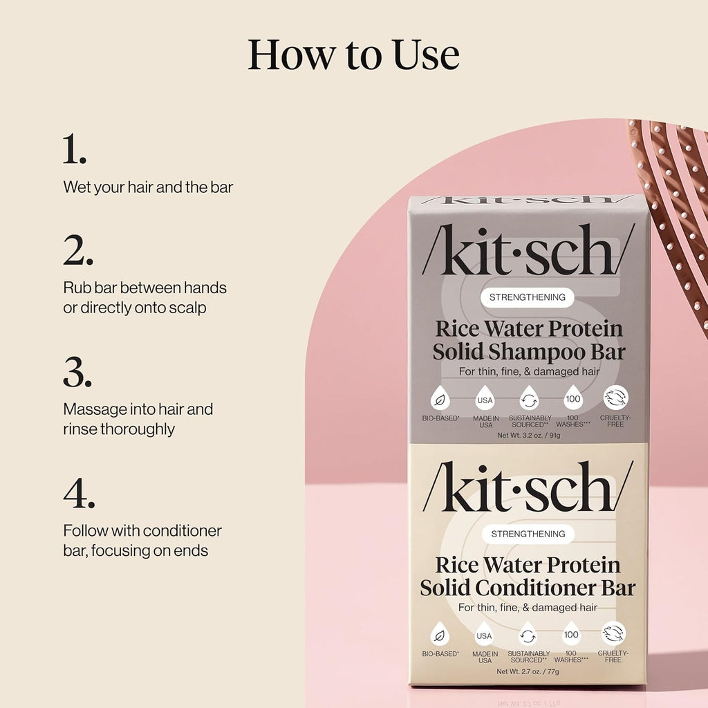 Buy now Kitsch Rice Water Shampoo & Conditioner Set â€“ Solid Shampoo & Conditioner Bar with Protein for Hair Growth, Strengthening Hair & Damage Repair â€“ Paraben, Sulfate & Silicone Free â€“ 2 Pack at indiglob india