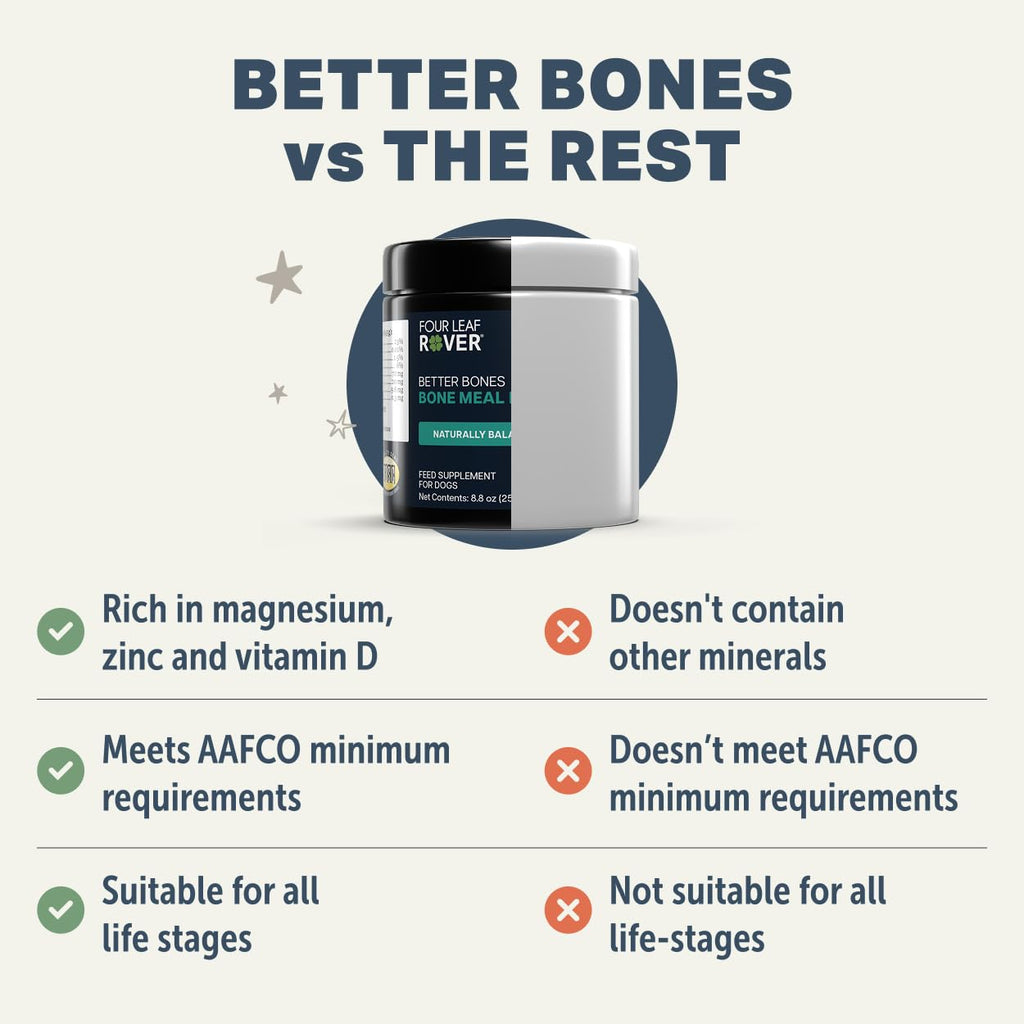 Four Leaf Rover Better Bones Bone Meal for Dogs, Dog Calcium Supplement