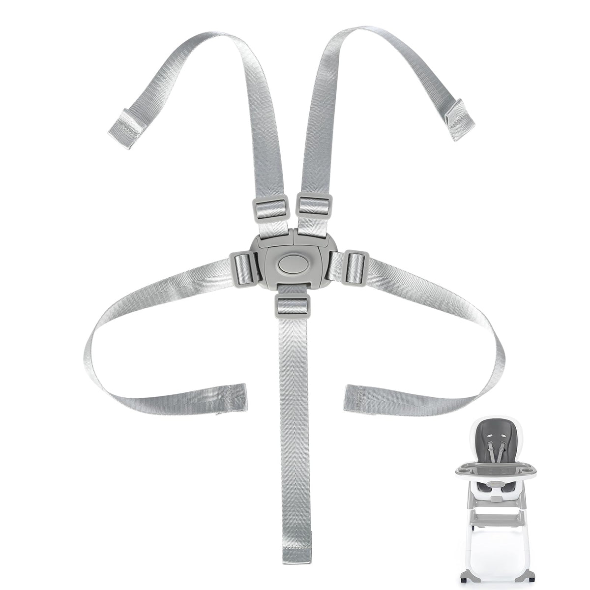 High Chair Straps Replacement Compatible with Ingenuity Graco High Chair, 5 Point Harness HighChair Straps Fit for Ingenuity, Adjustable Safety Belt High Chair Accessories for Most High Chairs