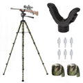 74" Adjustable Rifle Tripod Stand, Aluminum Shooting Tripod with V Yoke Gun Rest, Ground Spikes and 2 Camo Straps for Outdoor Shooting, Target Practice and Field Use