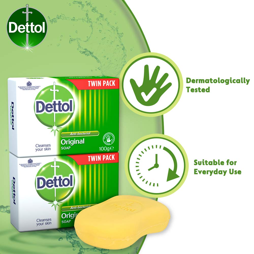 Buy now Dettol Anti Bacterial Original Soap 100g Twin Pack Dermatologically Tested at indiglob india