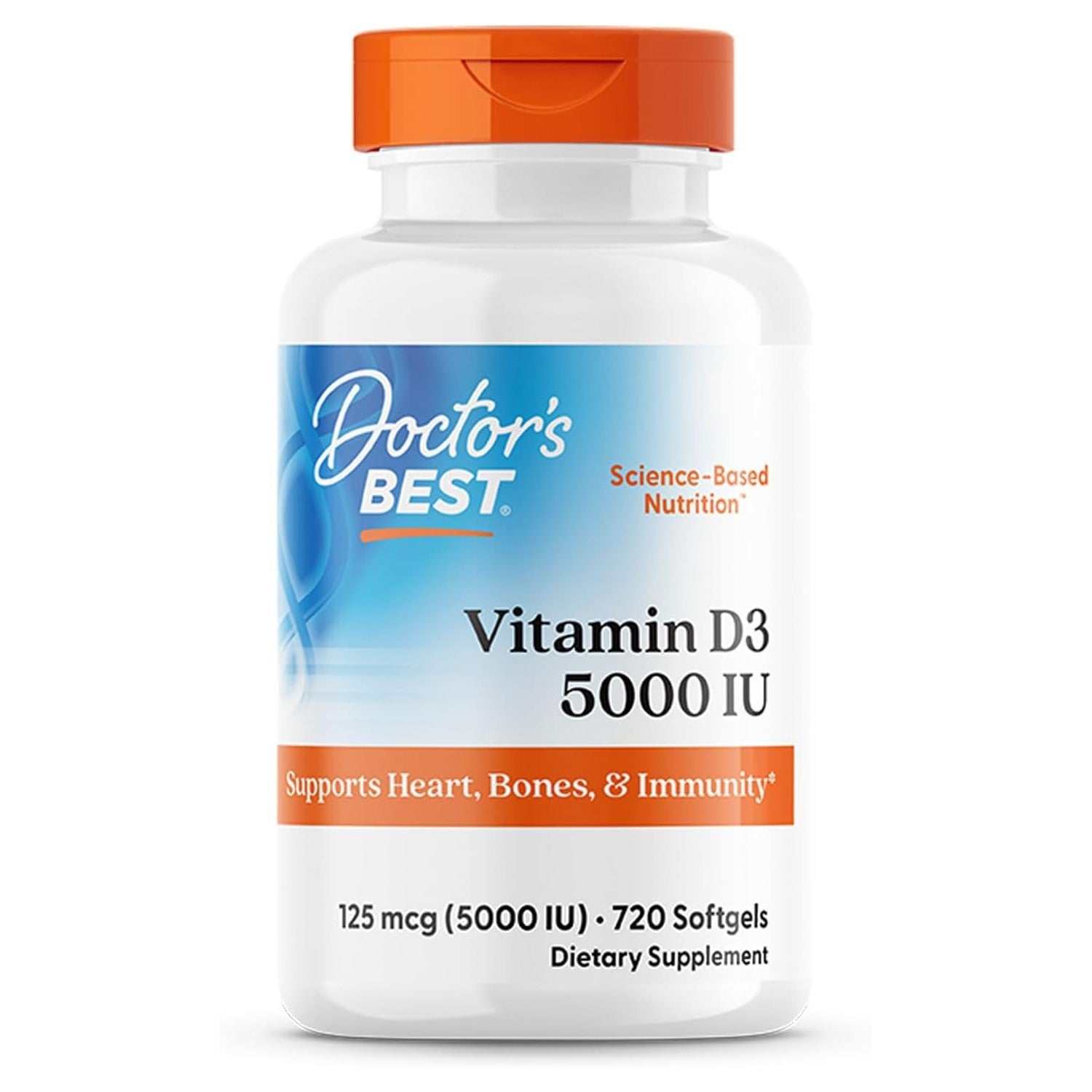 Buy now Doctor's Best Vitamin D3 5000IU, Non-GMO, Gluten & Soy Free, Regulates Immune Function, Supports Healthy Bones, White, No Flavour, 180 Count Unflavored 720 Count (Pack of 1) at indiglob india