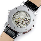 Buy now Men's Fashion Mechanical Wristwatch Transparent Dial with Skeleton Design Leather Band Automatic Manual-Winding Watch at indiglob india