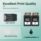 64XL 64 Black Ink Cartridge for HP Envy 7855 7900e 7155 7858 7200e Printers