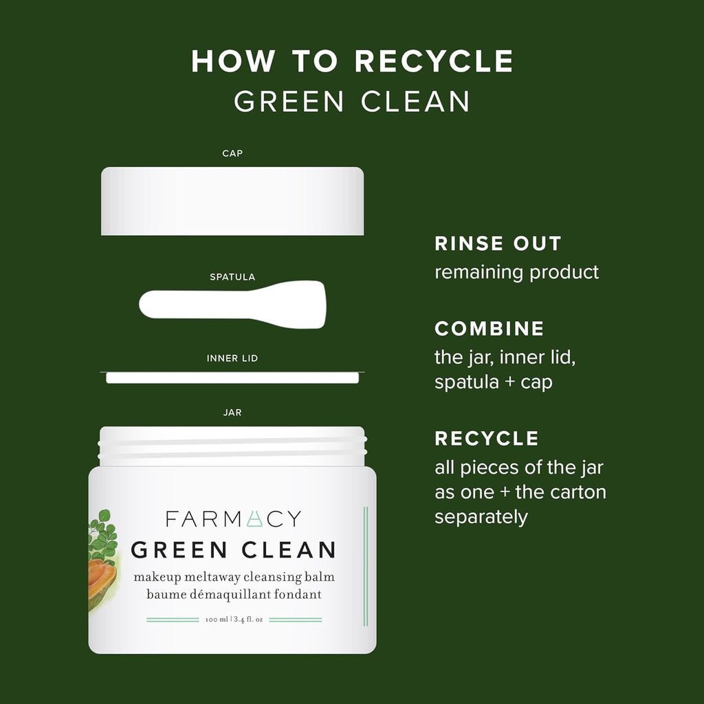 Buy now Farmacy Makeup Remover Cleansing Balm - Green Clean Waterproof Makeup Remover + Oil Based Cleanser - Gentle Exfoliating Double Cleanser - Melts From Balm to Milky Lather (100ml) at indiglob india