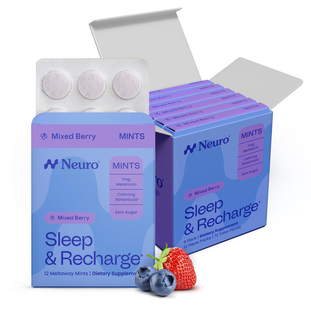 Neuro Sleep & Recharge Meltaway Mints, Extra Strength, 72 Count | Mixed Berry, 5mg Melatonin Sleep Aid, Nighttime Relaxation & Healthy Rest Cycle, Chamomile & Elderberry, Fast-Dissolve Mints