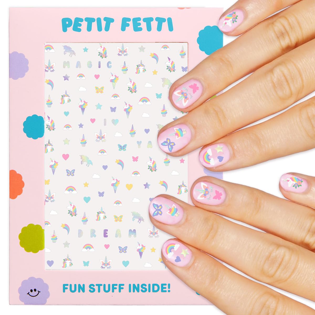 xo, Fetti 524pc Kids Unicorn Nail Stickers | Birthday Girl Party Favors, DIY Home Activity, Gift, Cute Nail Transfer, Rainbow, Butterfly, Easter Basket