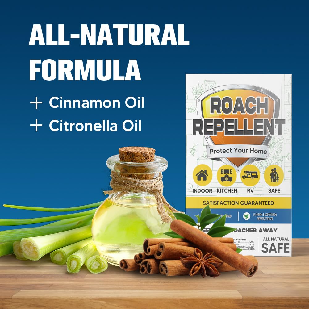 Roach Repellent Indoor, Helps Keep Cockroaches Away from Sink/Cabinets/Appliances/Storage Areas, Pet Safe Roaches to Home-8 Count