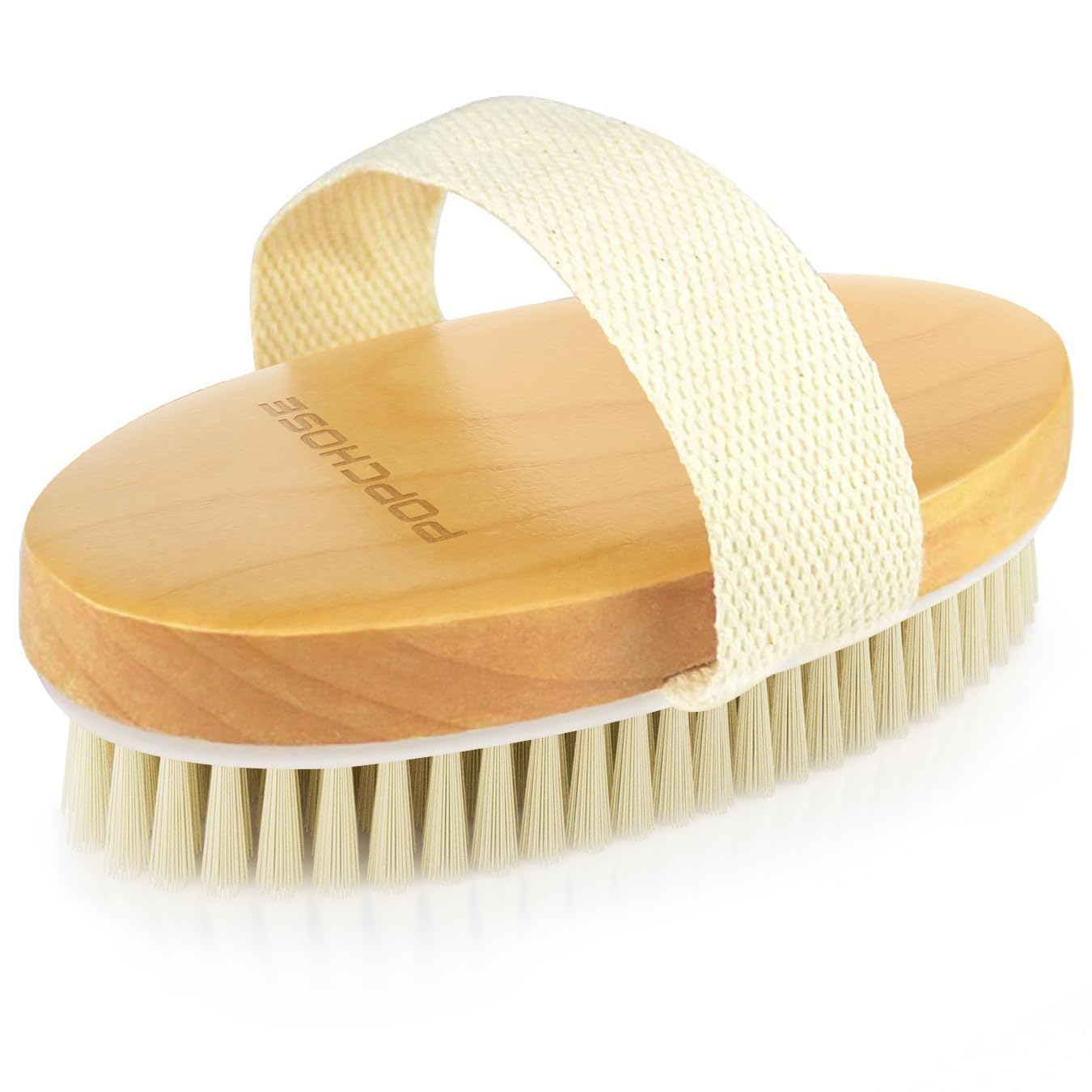 POPCHOSE Dry Brushing Body Brush, Natural Boar Bristle Exfoliating Brush | Body Scrub for Smoother Skin: Supports Cellulite Treatment, Lymphatic Drainage and Blood Circulation Improvement
