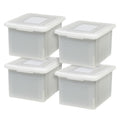 IRIS USA 4-Pack 35 Qt. Letter File Box with Lid, Pearl