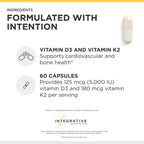 Integrative Therapeutics K2 + D3 - Supplement for Heart Health & Bone Strength* - Daily Vitamins for Calcium Absorption - Supports Vitality - Gluten-Free - Third-Party Tested - 60 Count (60 Servings)