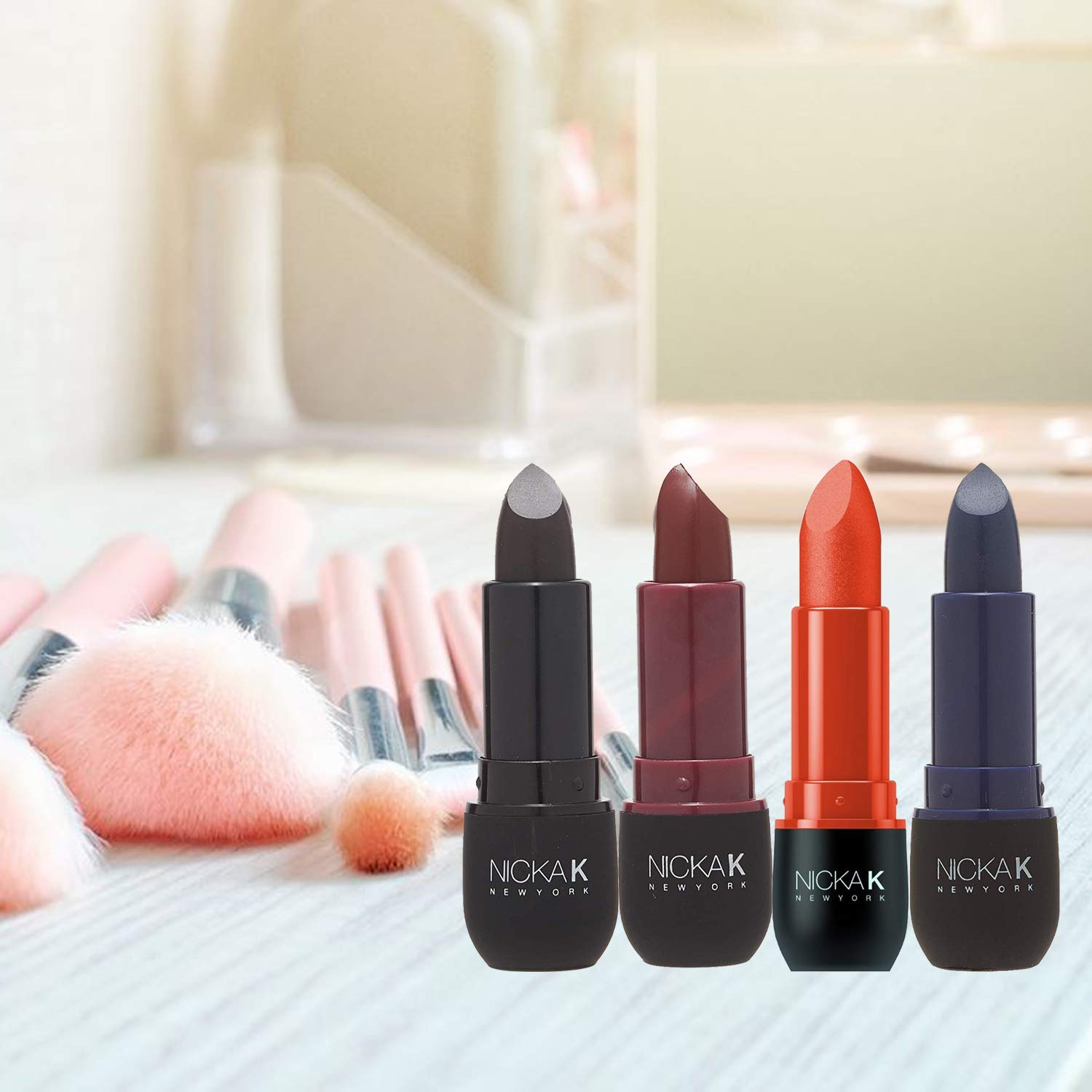 Buy now NICKA K Vivid Matte Lipstick NMS07 Black at indiglob india