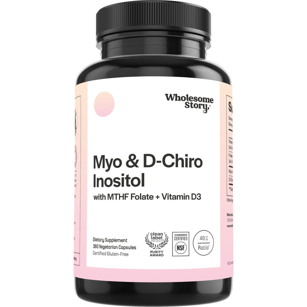 Myo-Inositol & D-Chiro Inositol Capsules with MTHF, Folate, Vitamin D| Support for Ovarian Function, Hormone Balance, & Homocysteine Levels | Fertility Supplements for Women | 40:1 Ratio