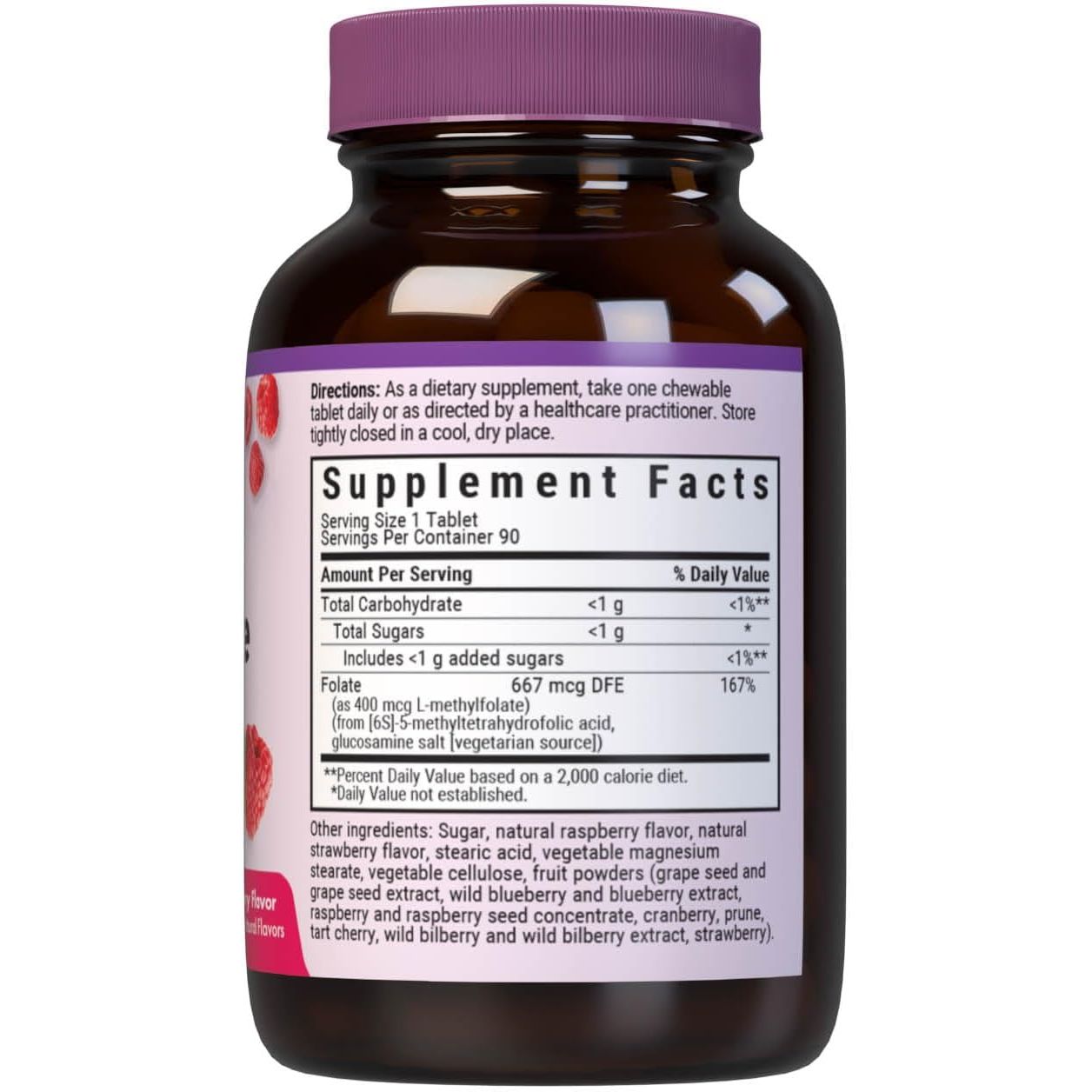 Buy now Bluebonnet EarthSweet Methylfolate 400 mcg Cellular Active Coenzyme 5-MTHF L Methyl Folate Supplement - Prenatal & Energy Support* - Non-GMO, Vegan, Gluten-Free - Raspberry - 90 Chewable Tablets at indiglob india