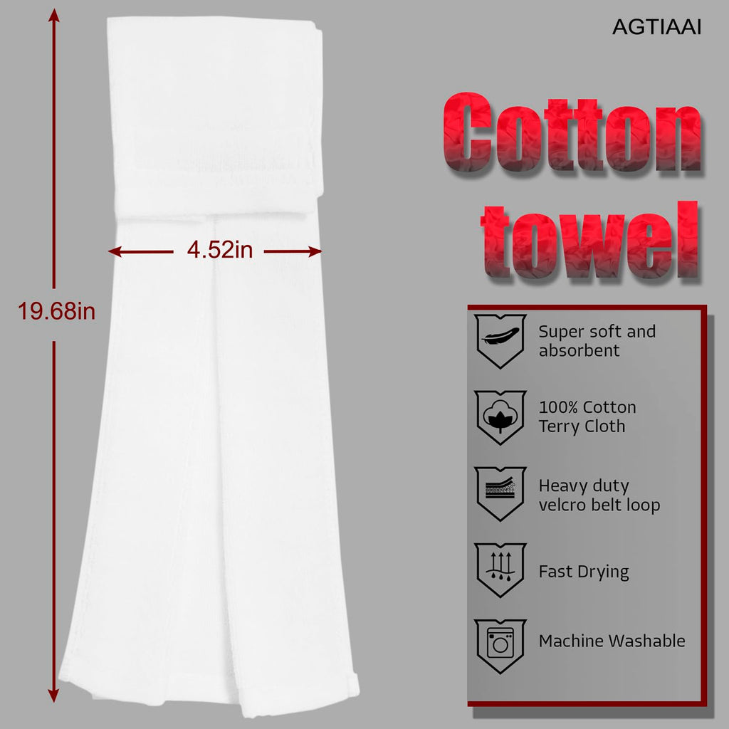 Cotton White Football Towel Quarterback - Hand Towels with Hook and Loop Closure - Versatile Sports Towels for Softball, Gym, Yoga, Golf - Men, Women, Youth