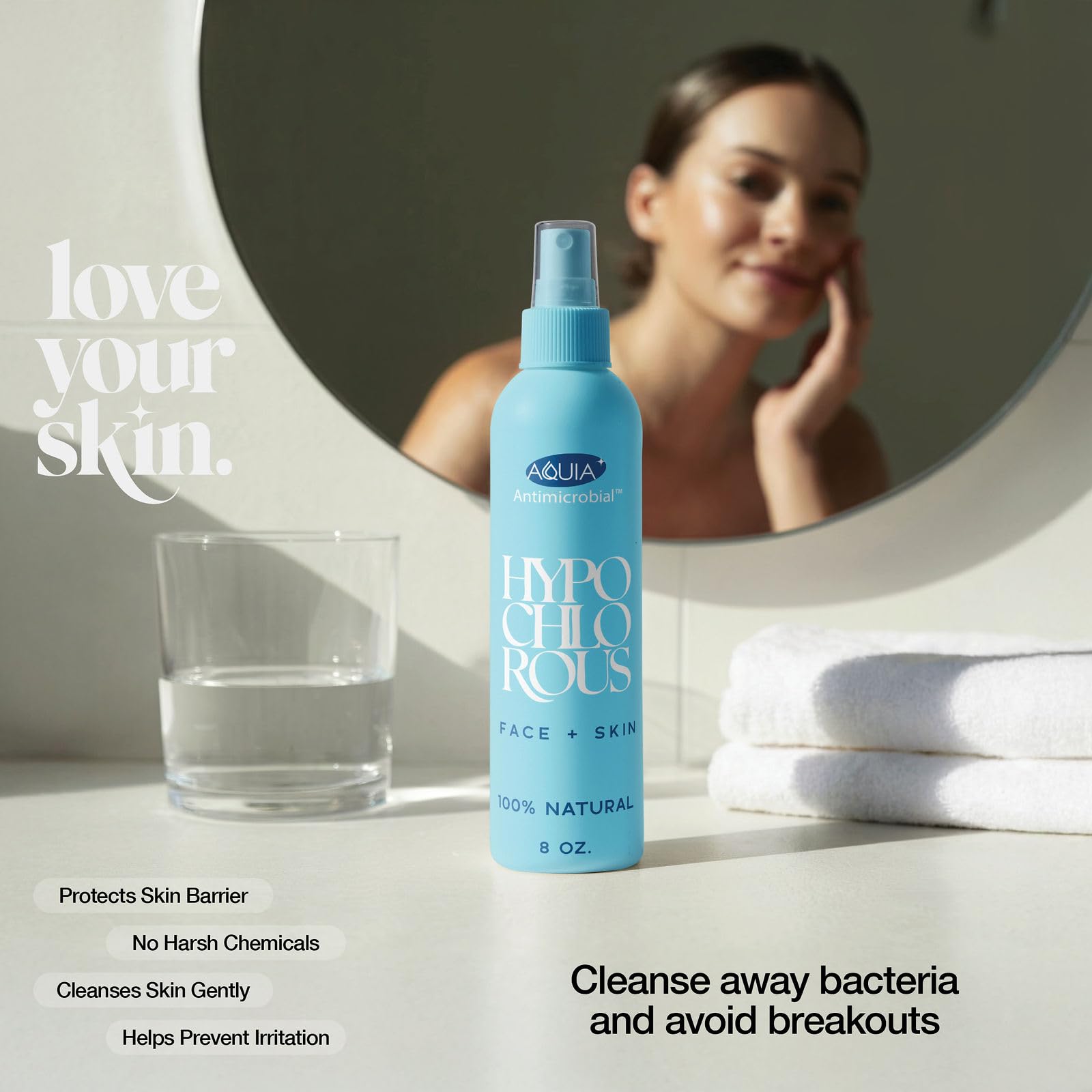 Hypochlorous Acid Spray for Face and Skin; Facial Cleanser | 8oz Face Mist | Antimicrobial Hypochlorous Acid Spray for Skin, Acne, Rash, Eczema, Wound | Topical Facial Cleanser Sprays; Smart Skincare
