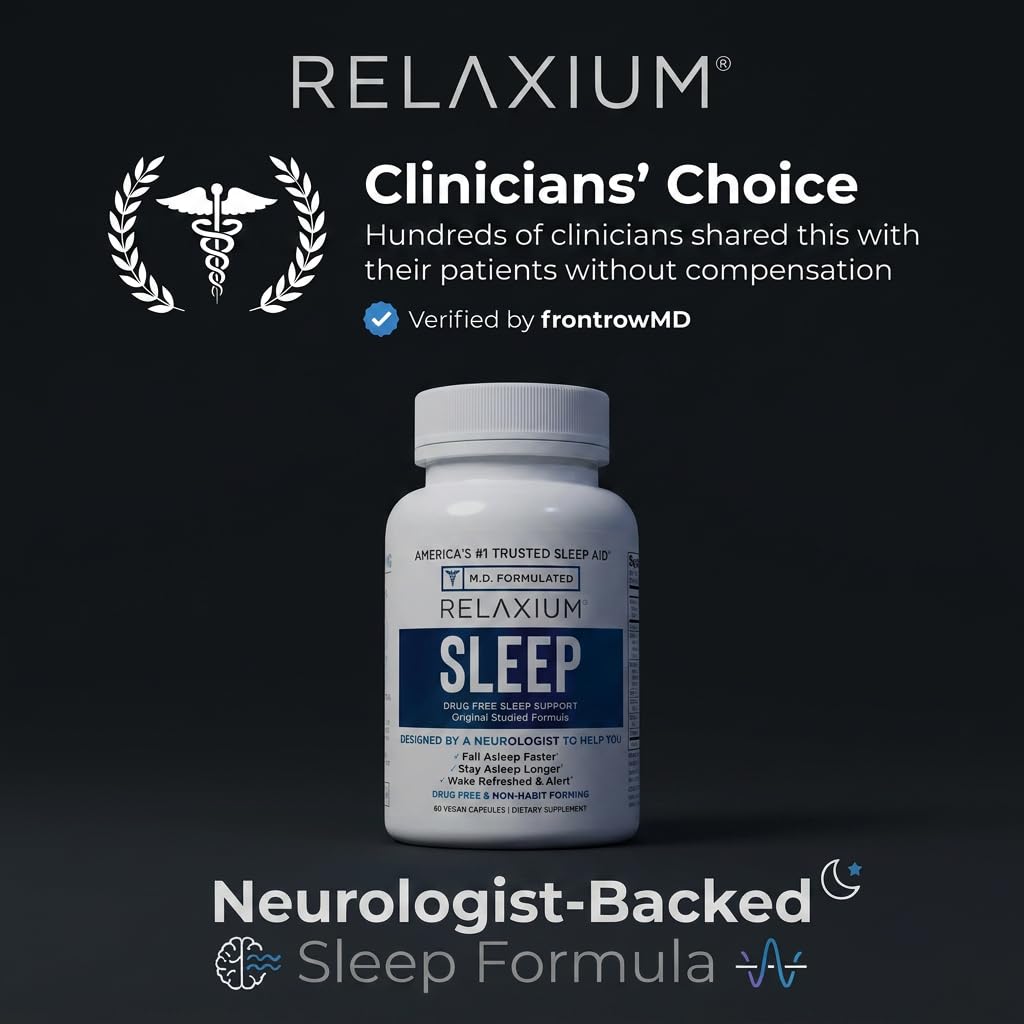 Relaxium Sleep Aid for Adults, 5mg Melatonin, Magnesium Glycinate, 30-Day | Non-Habit Forming Dietary Supplement, Drug-Free, Stress Relief
