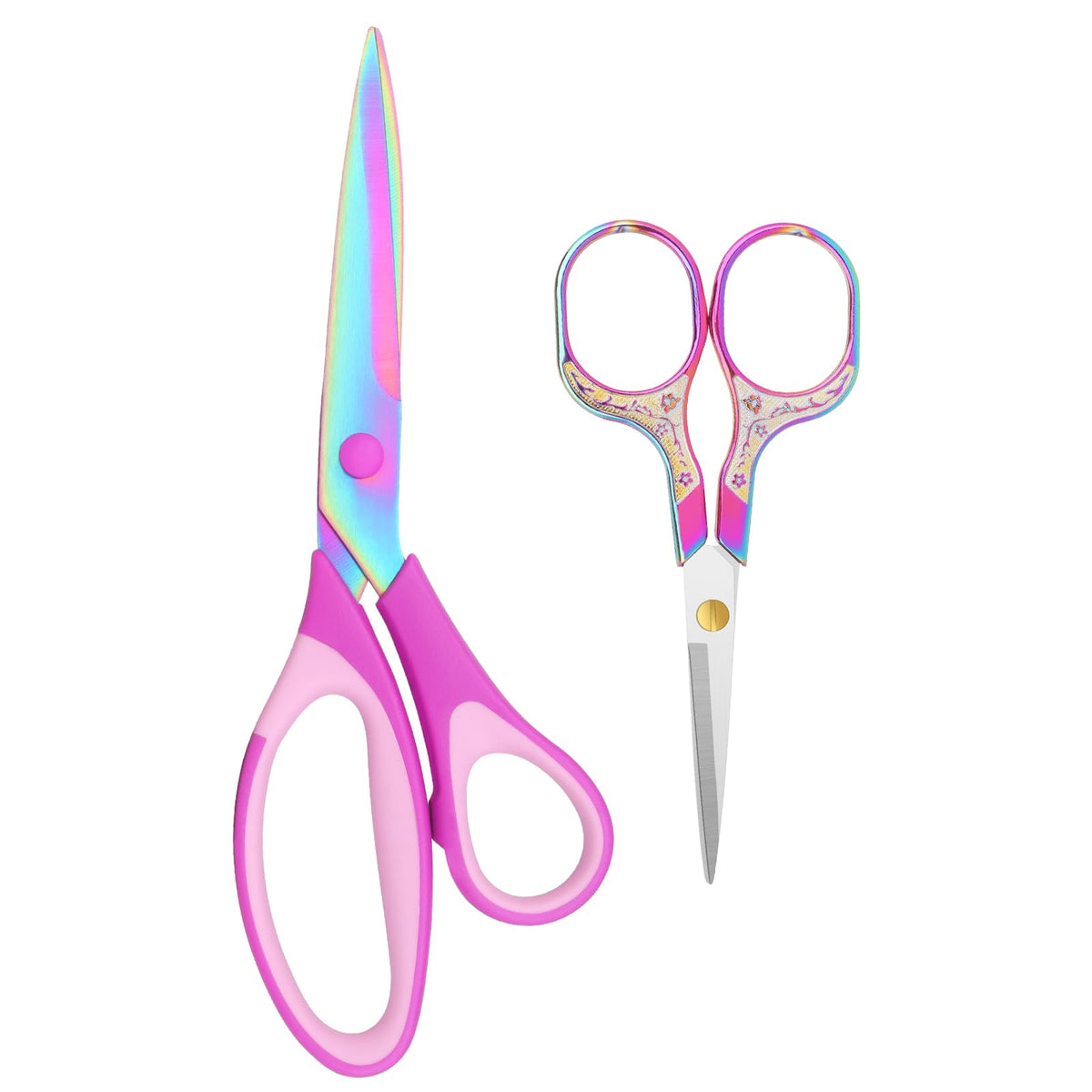 Fabric Scissors, Dressmaking with Titanium Plated Stainless Steel, Tailor Scissors for Cutting Fabrics and Leather, Set of 2