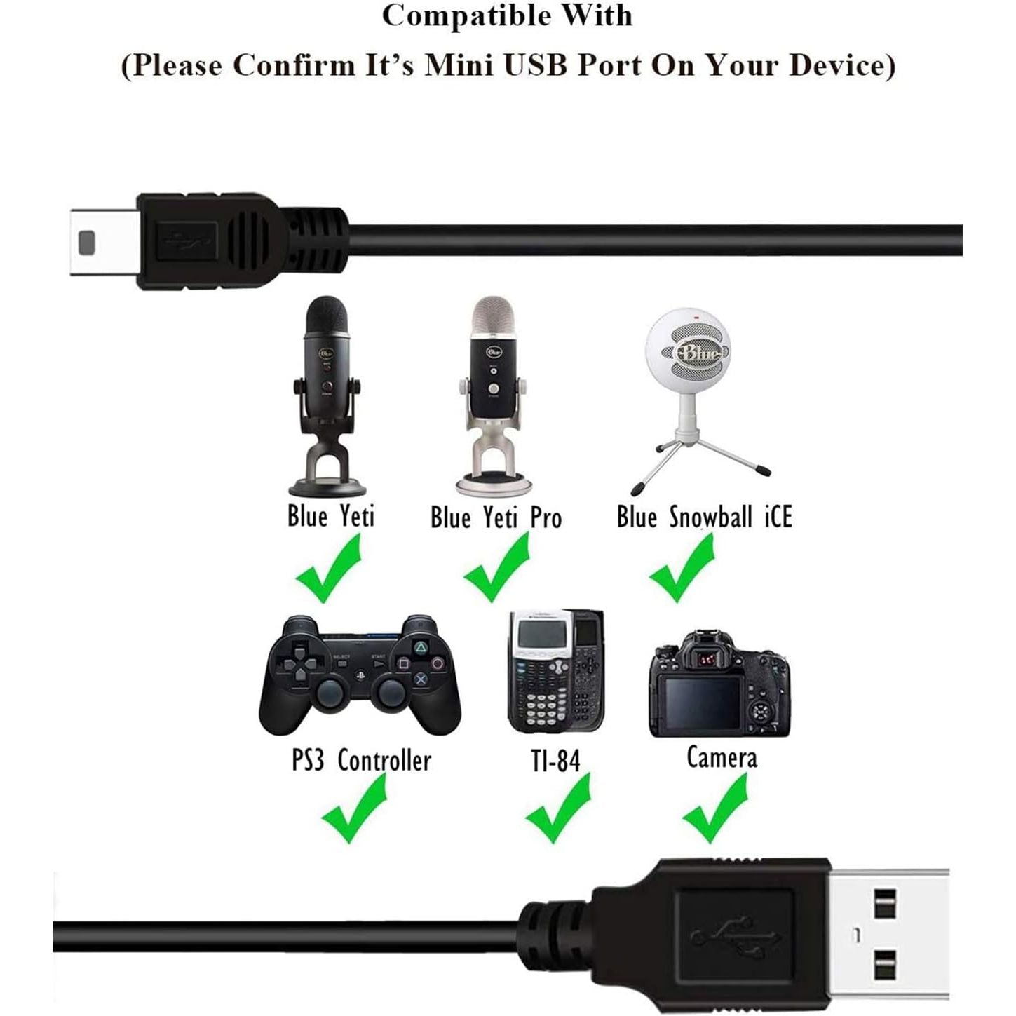 Buy now Love your yy Replacement USB Cable Power Cord for Blue Yeti Recording Microphones MIC, Blue Snowball iCE USB Mic Wire USB A mini b Charging Cable at indiglob india
