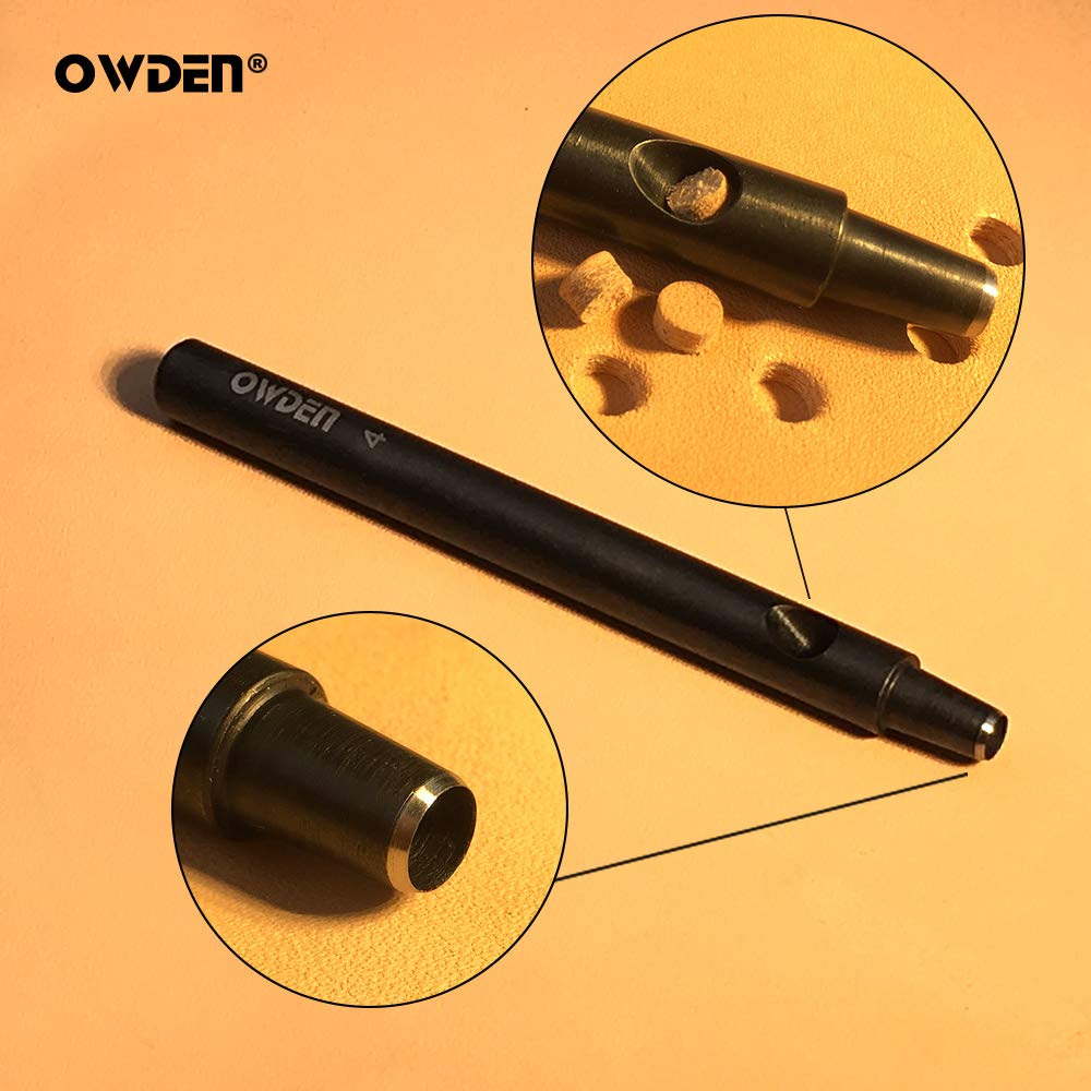 OWDEN Professional 6Pcs Leather Hollow Punch Set, 1.0-5.0mm,Slim Style.