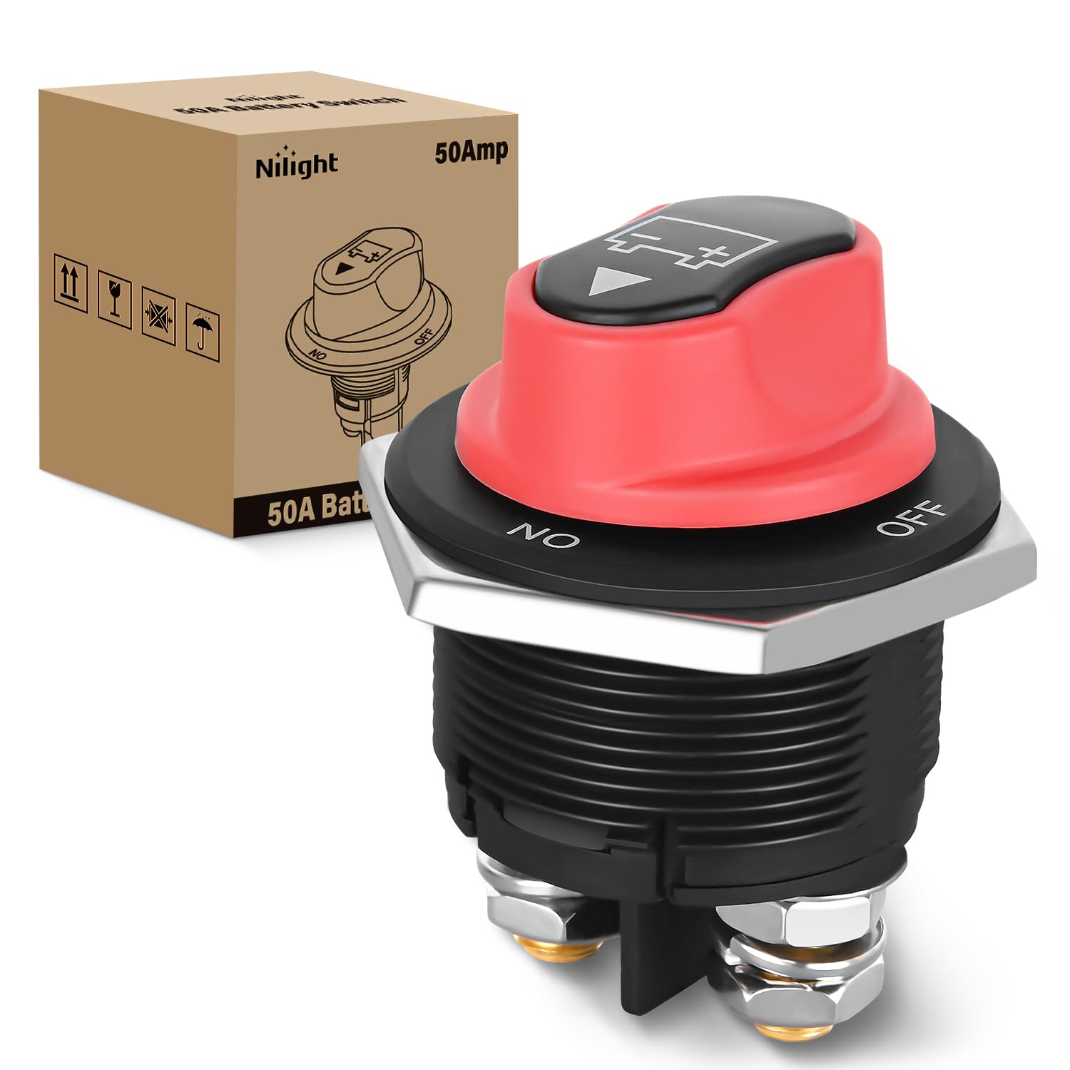 Buy now Nilight 1-2-Both-Off Battery Switch, 12V-48V Disconnect Master Cutoff Switches for Marine Boat Car RV ATV UTV Vehicle, Waterproof Heavy Duty Isolator On-Off Switch 200A at indiglob india
