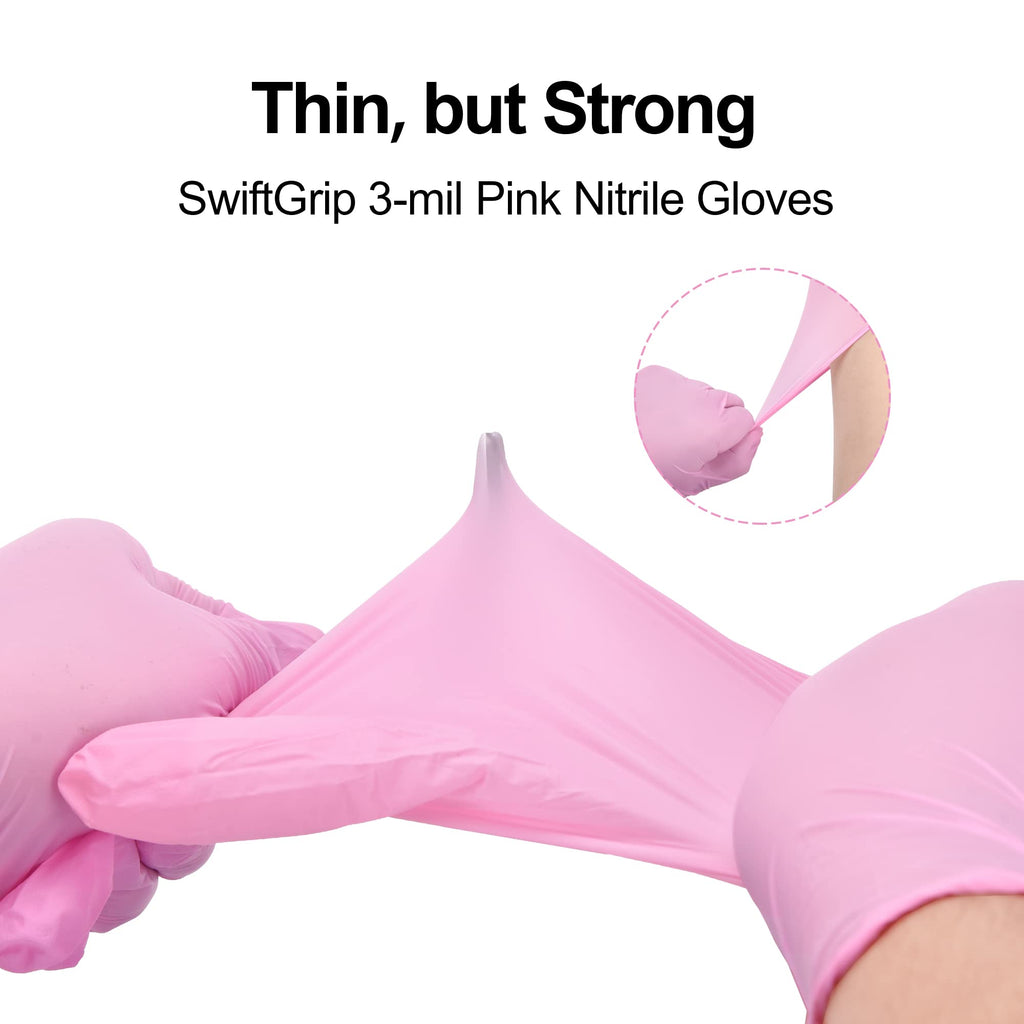 Buy now Pink Nitrile Gloves, 3-mil, Industrial Gloves Disposable Latex Free, for Cleaning & Esthetician, Rubber Powder-Free, 100-ct Box (Small) at indiglob india