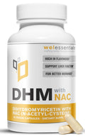 WELESSENTIALS DHM with NAC - 650mg x 60 Capsules - 300mg N-Acetyl-Cysteine, 350mg Dihydromyricetin - Max Strength Dietary Supplement for Liver Support, Hydration