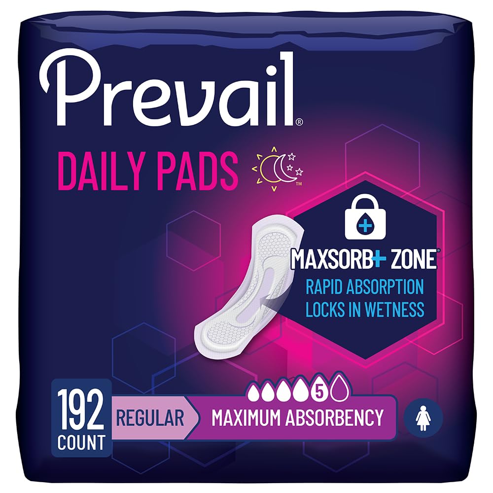 Prevail Daily Pads for Bladder Leaks, Maximum Absorbency, 11 in, 192 ct