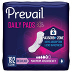 Prevail Daily Pads for Bladder Leaks, Maximum Absorbency, 11 in, 192 ct
